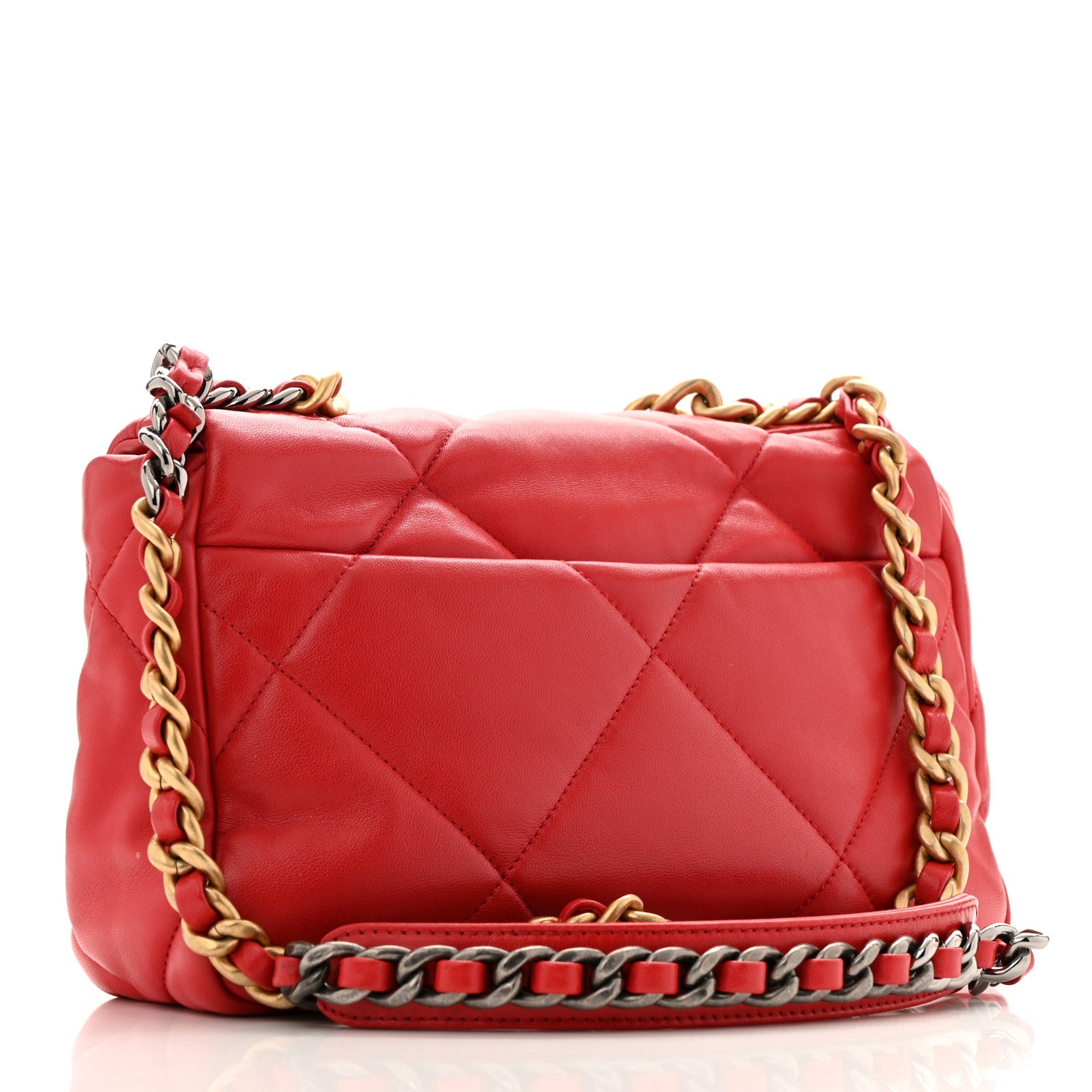 Chanel Lambskin Quilted Medium Chanel 19 Flap Red 3 of 10