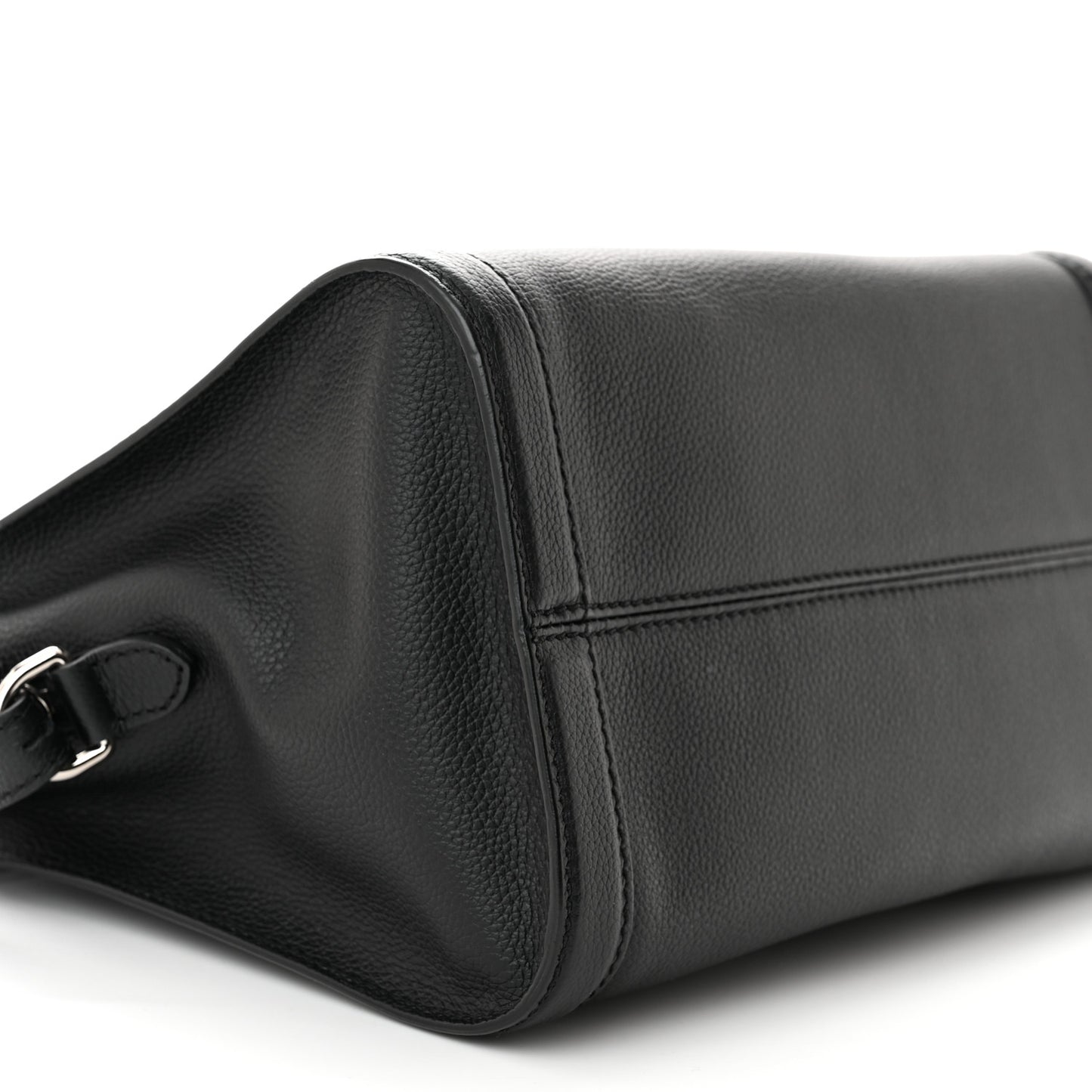 Pebbled Calfskin Small Skull Padlock Zip Around Tote Black