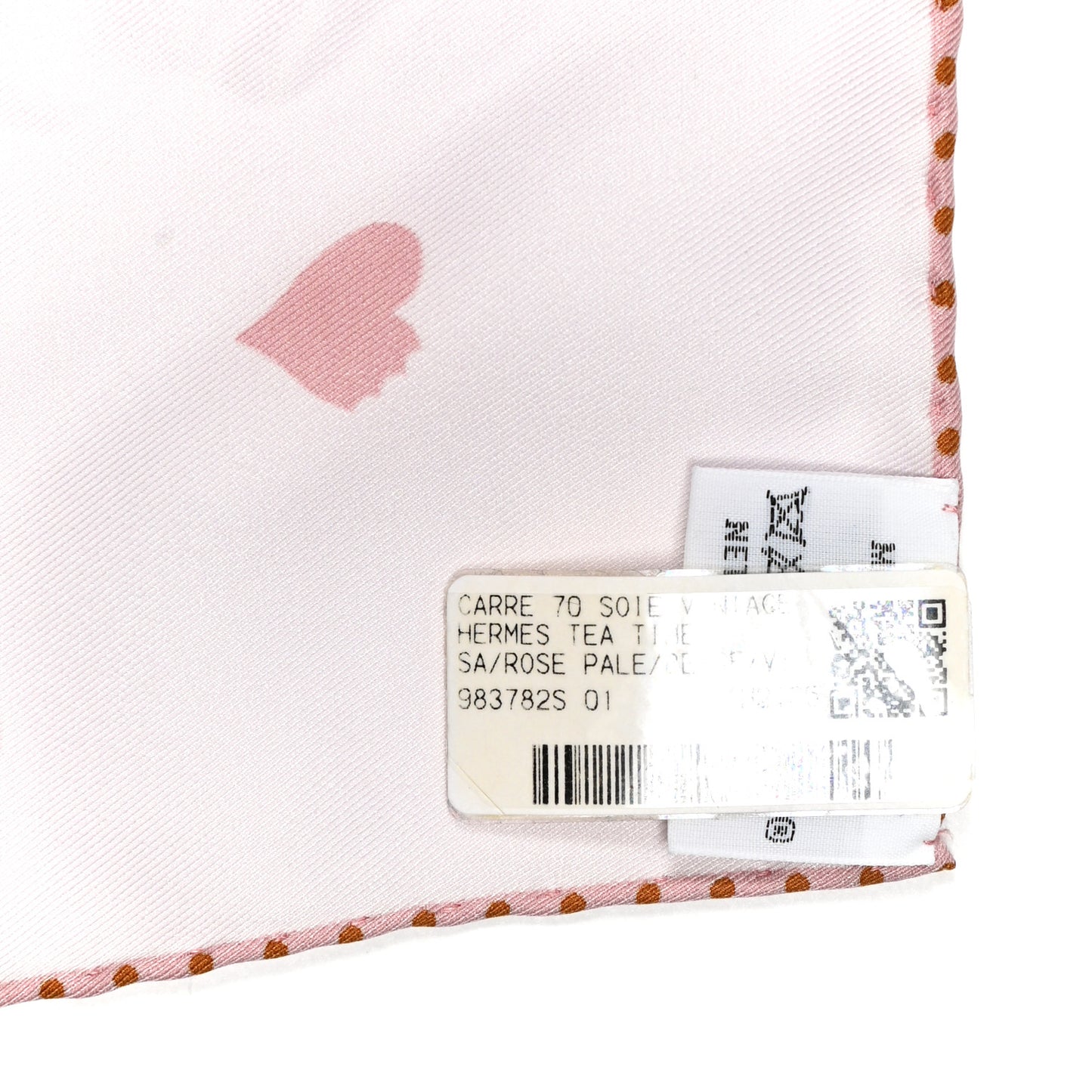 Silk Hermes Tea Time Scarf 70 Rose Pale Beige