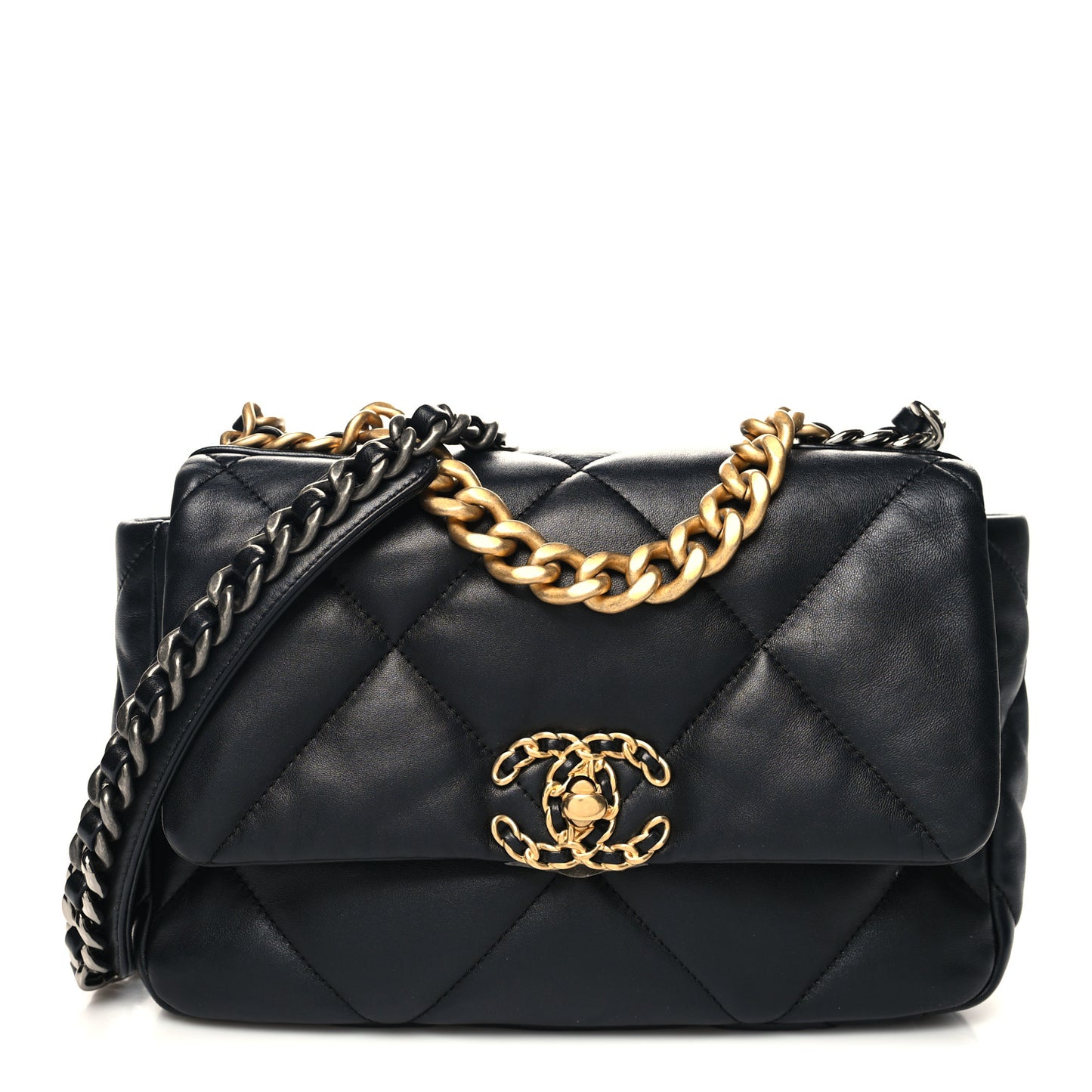 Lambskin Quilted Medium Chanel 19 Flap Black