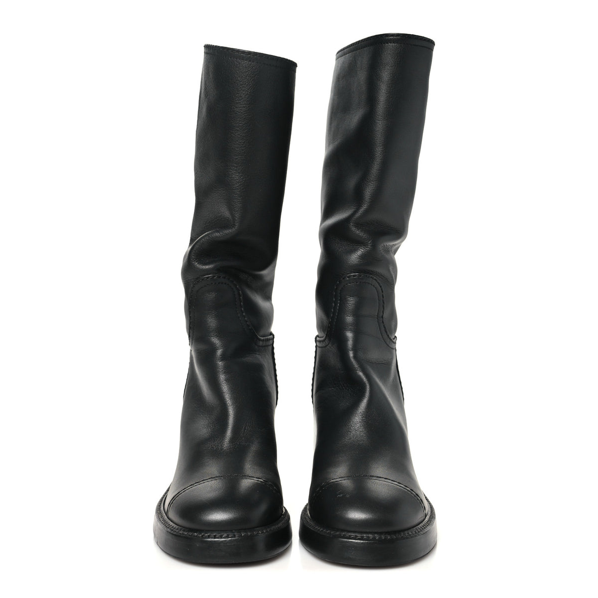 Chanel Calfskin Cap Toe High Boots 35 Black 3 of 9