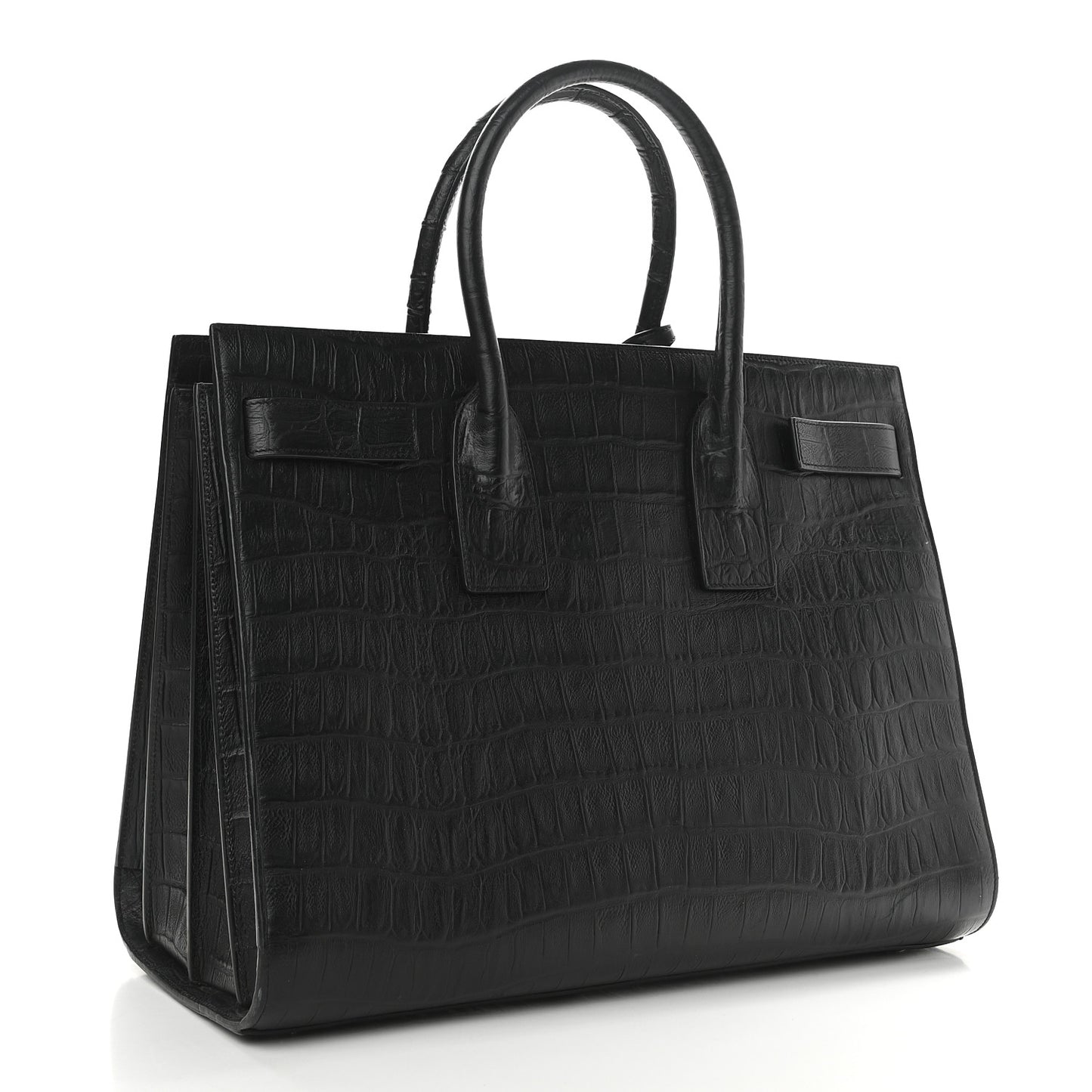 Calfskin Crocodile Embossed Large Sac De Jour Carryall Black
