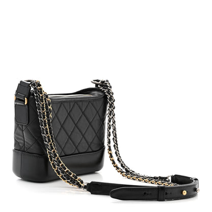 Chanel Aged Calfskin Quilted Small Gabrielle Hobo Black 3 of 11