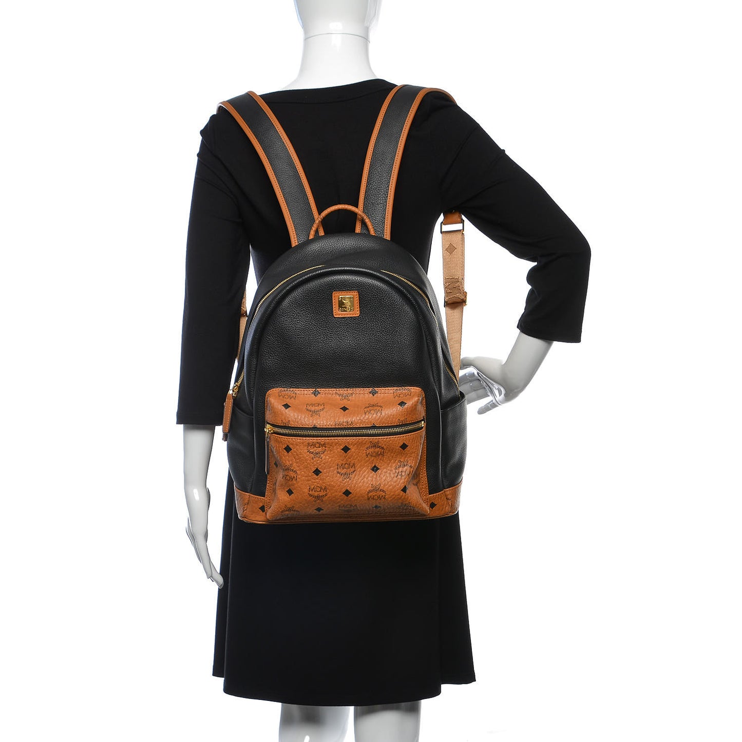 Visetos Calfskin Medium Geonautic Backpack Black Cognac