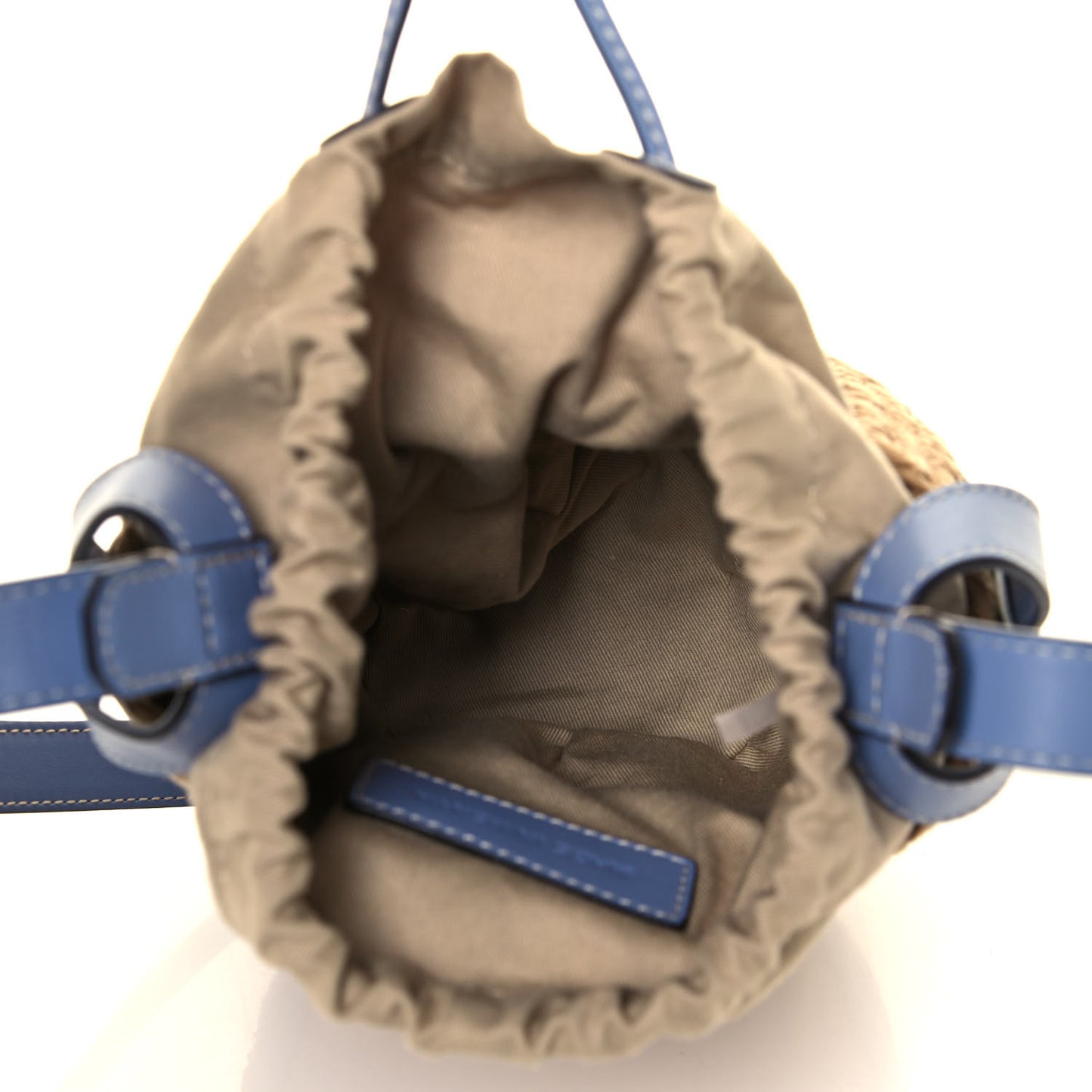 Raffia Calfskin Small Basket Gentle Blue