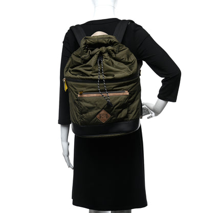 Fendi Nylon Vitello Grace FF Expandable Drawstring Backpack Military Brown Tortora 2 of 9