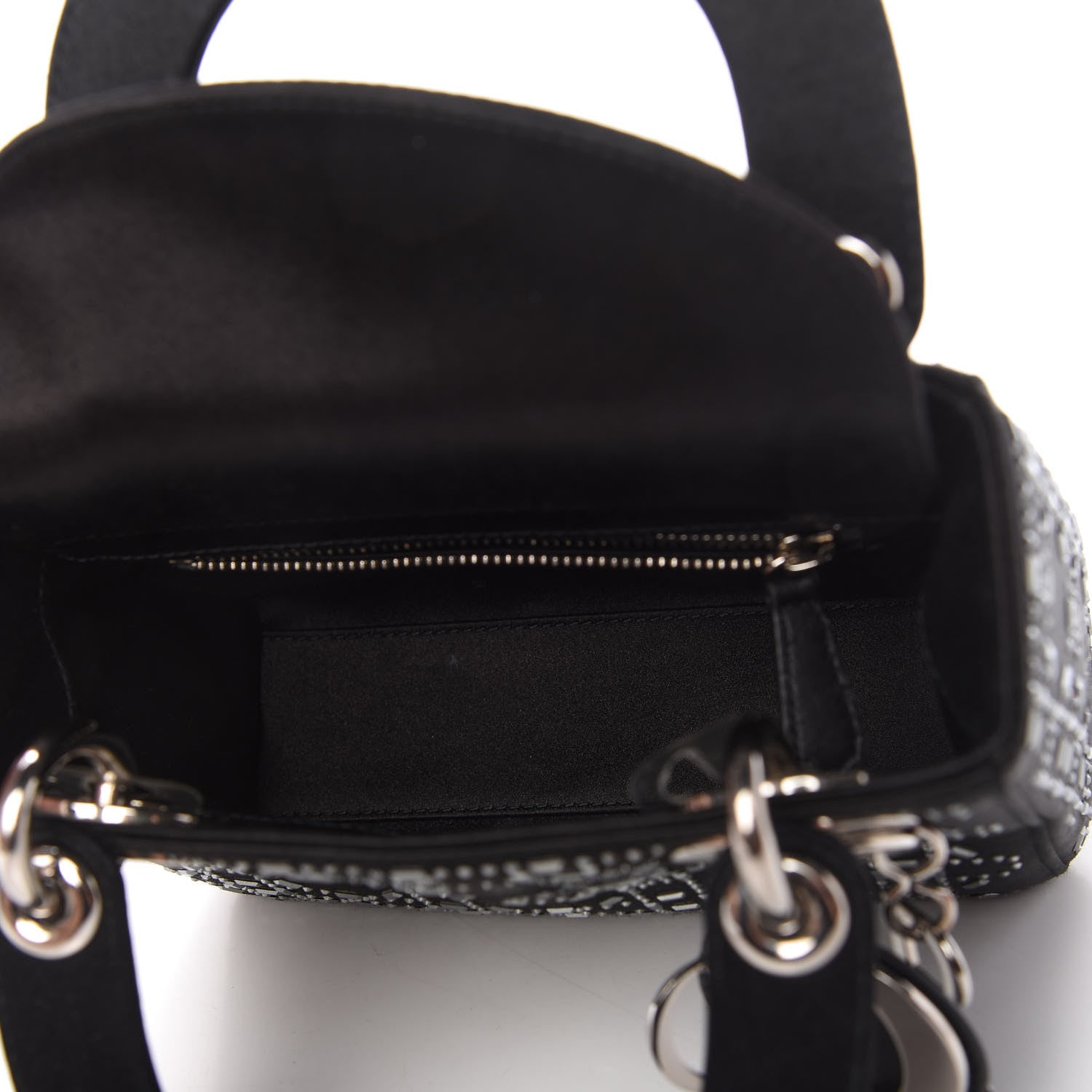 Christian Dior Satin Crystal Cannage Mini Lady Dior Black 5 of 10