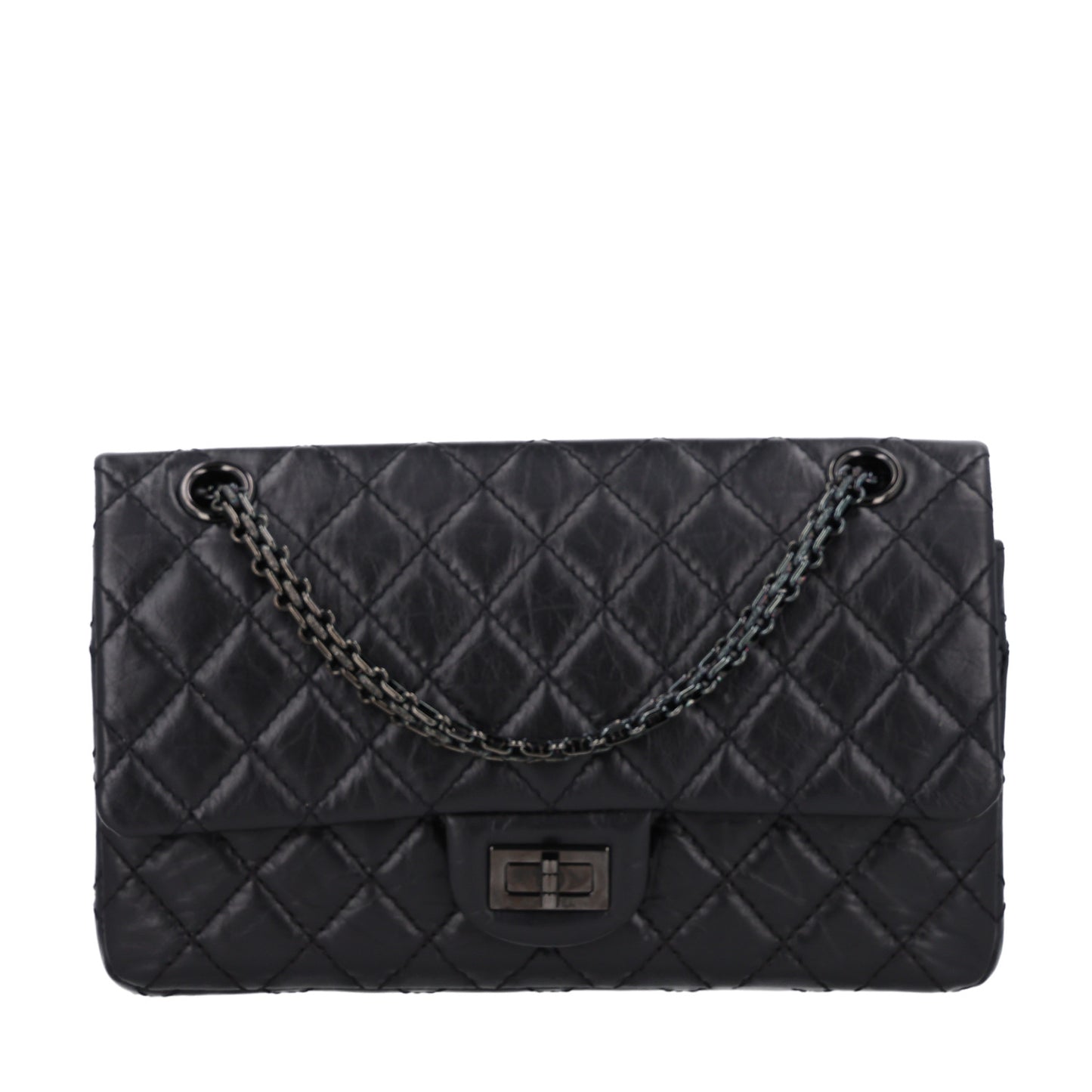 Aged Calfskin Quilted 2.55 Reissue 225 Flap So Black