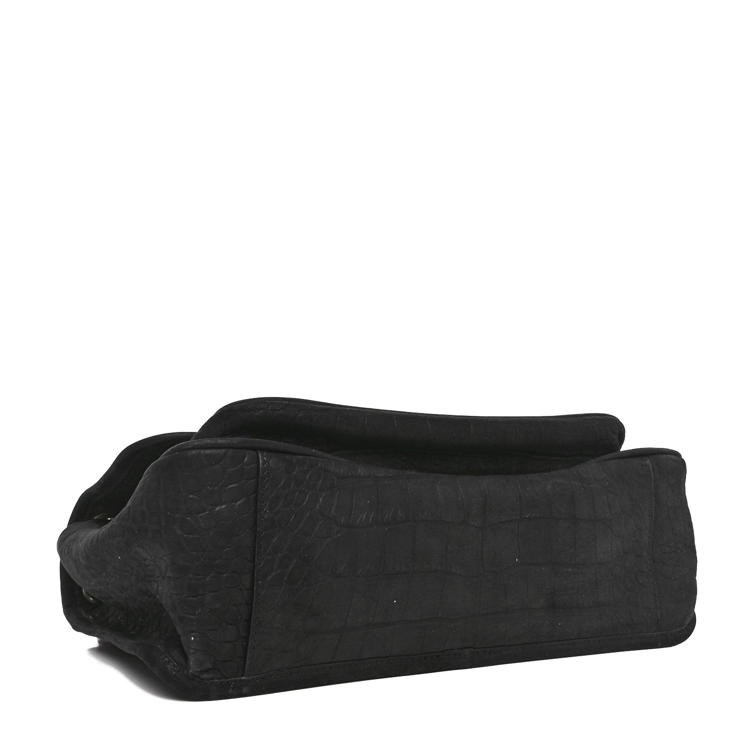 Saint Laurent Nubuck Crocodile Embossed Monogram Medium Niki Chain Satchel Black 4 of 10