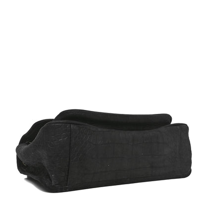 Saint Laurent Nubuck Crocodile Embossed Monogram Medium Niki Chain Satchel Black 4 of 10