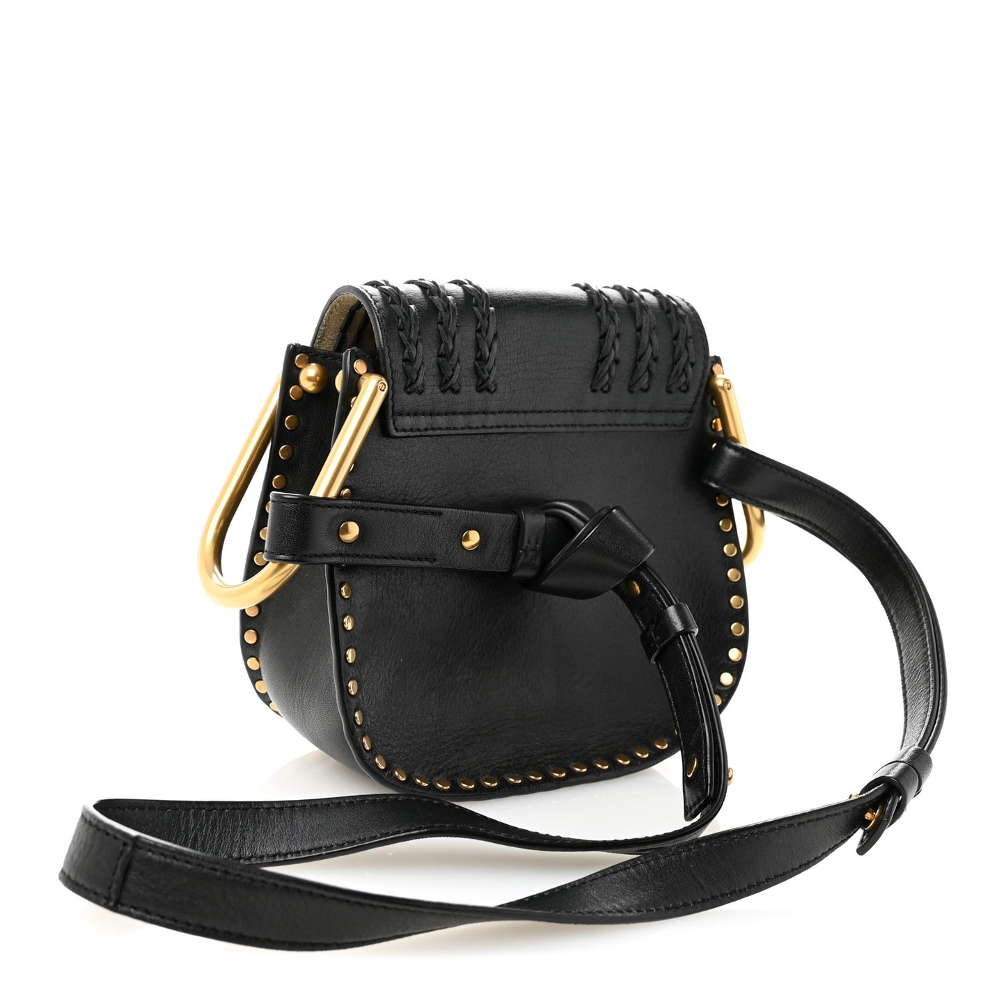 Calfskin Braided Mini Hudson Shoulder Bag Black
