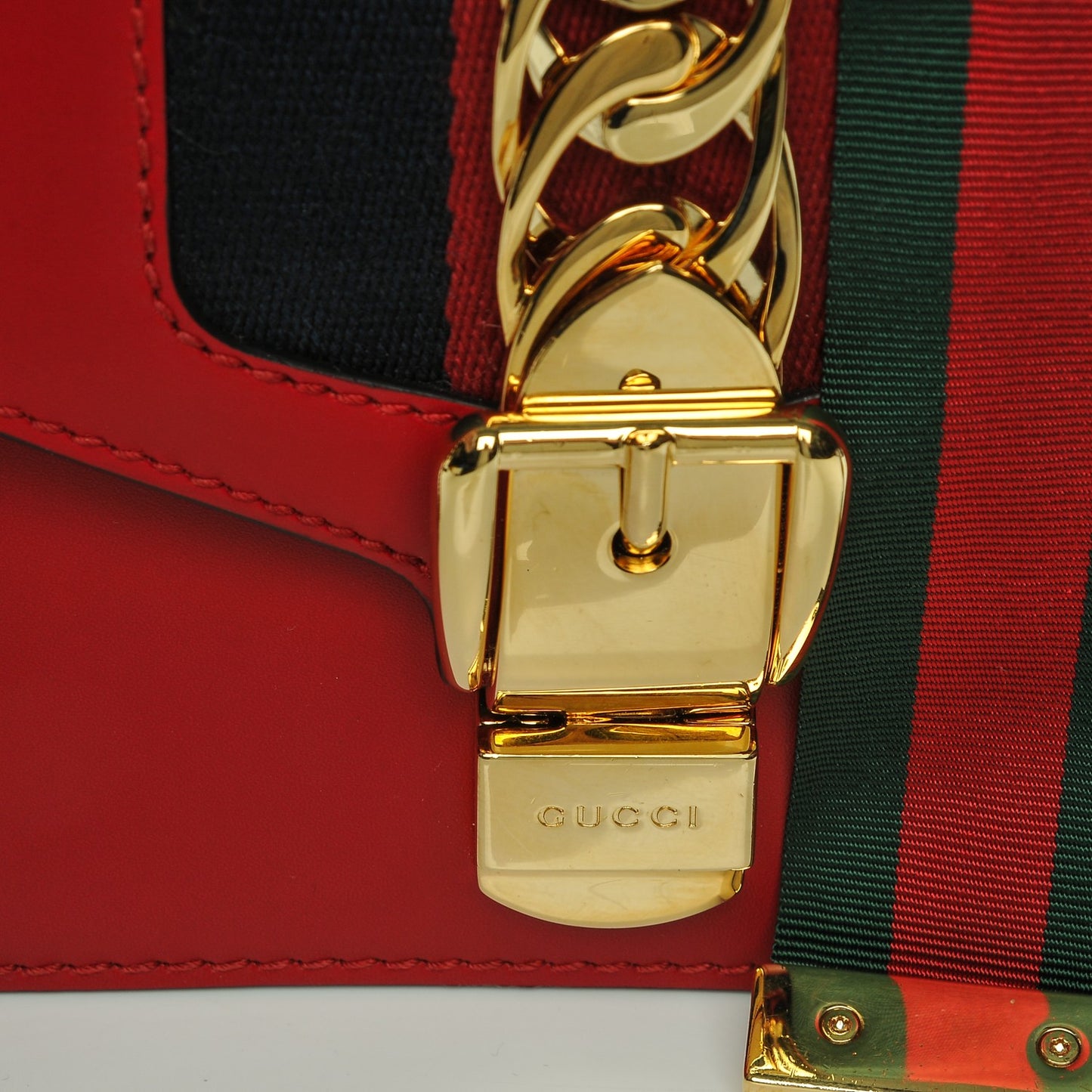 Calfskin Mini Sylvie Chain Shoulder Bag Hibiscus Red