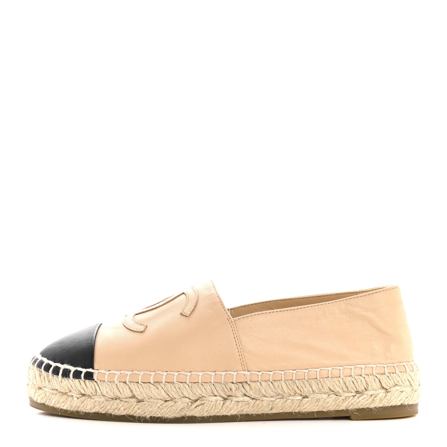Lambskin CC Espadrilles 36 Beige Black