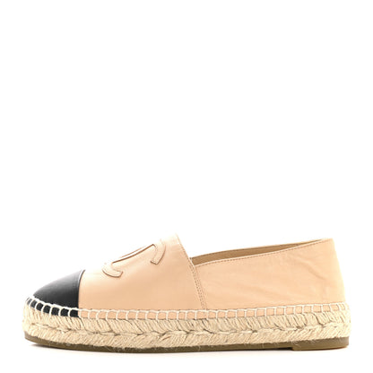 Chanel Lambskin CC Espadrilles 36 Beige Black 1 of 12