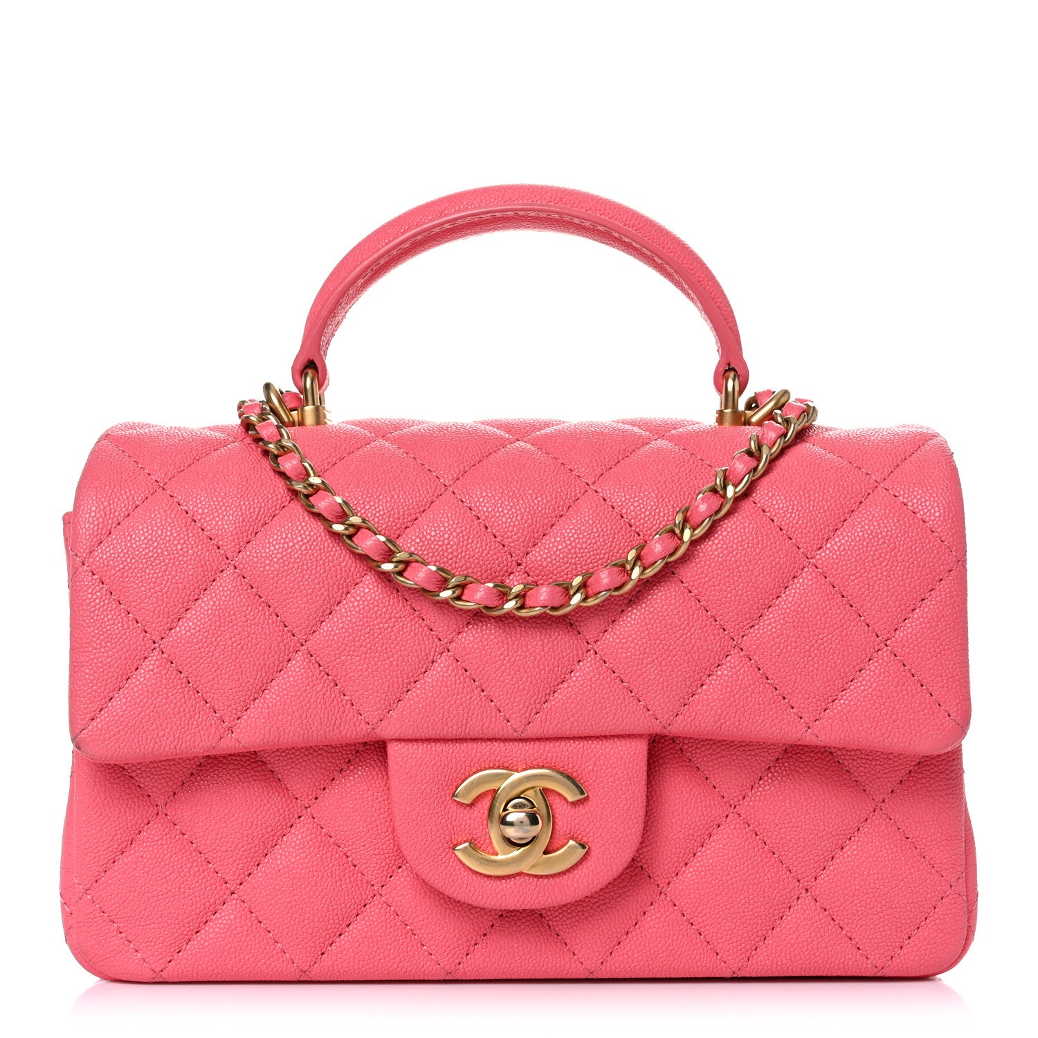 Chanel Caviar Quilted Mini Top Handle Rectangular Flap Pink 1 of 10