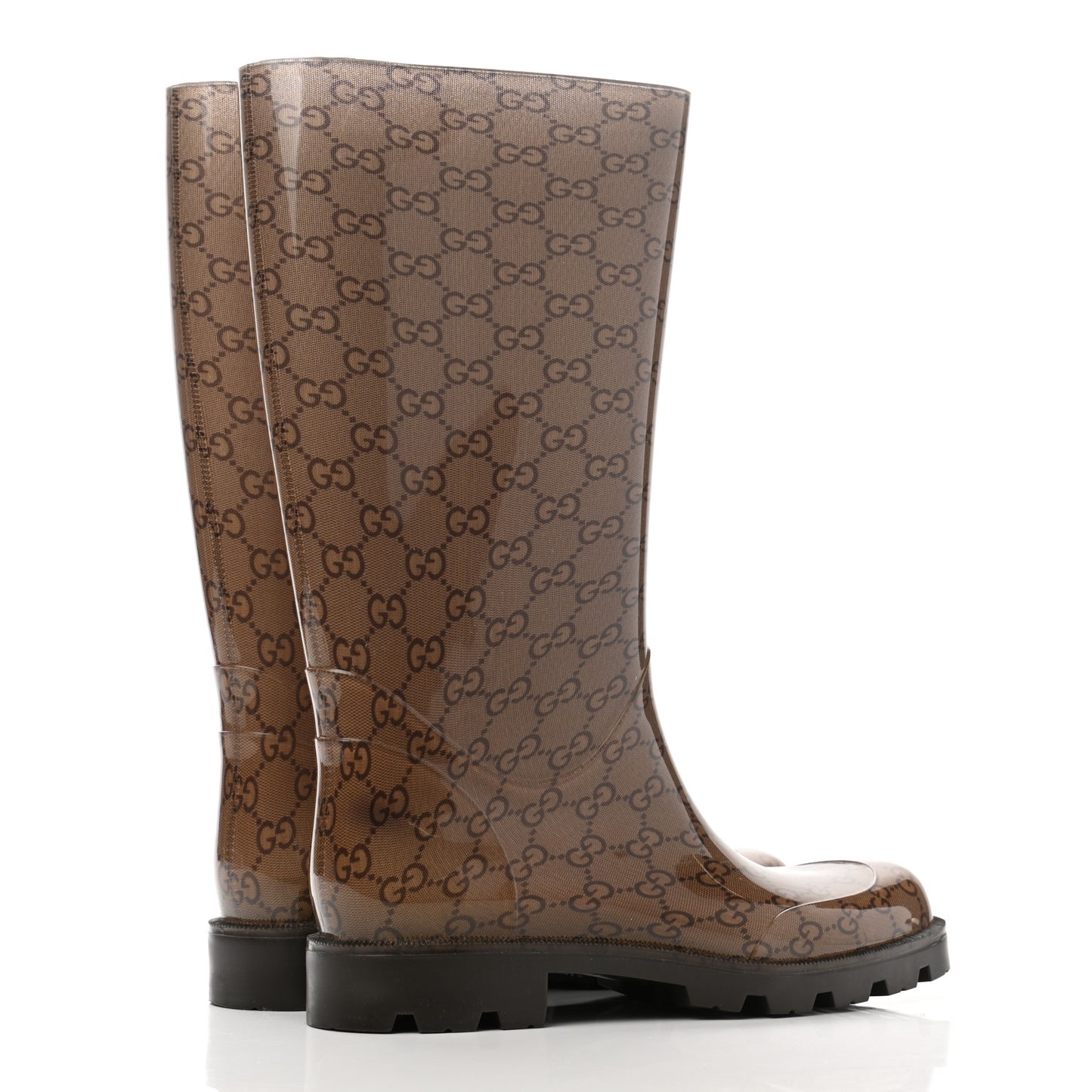 Rubber Monogram Edinburg Rain Boots 39 Transparent Cocoa