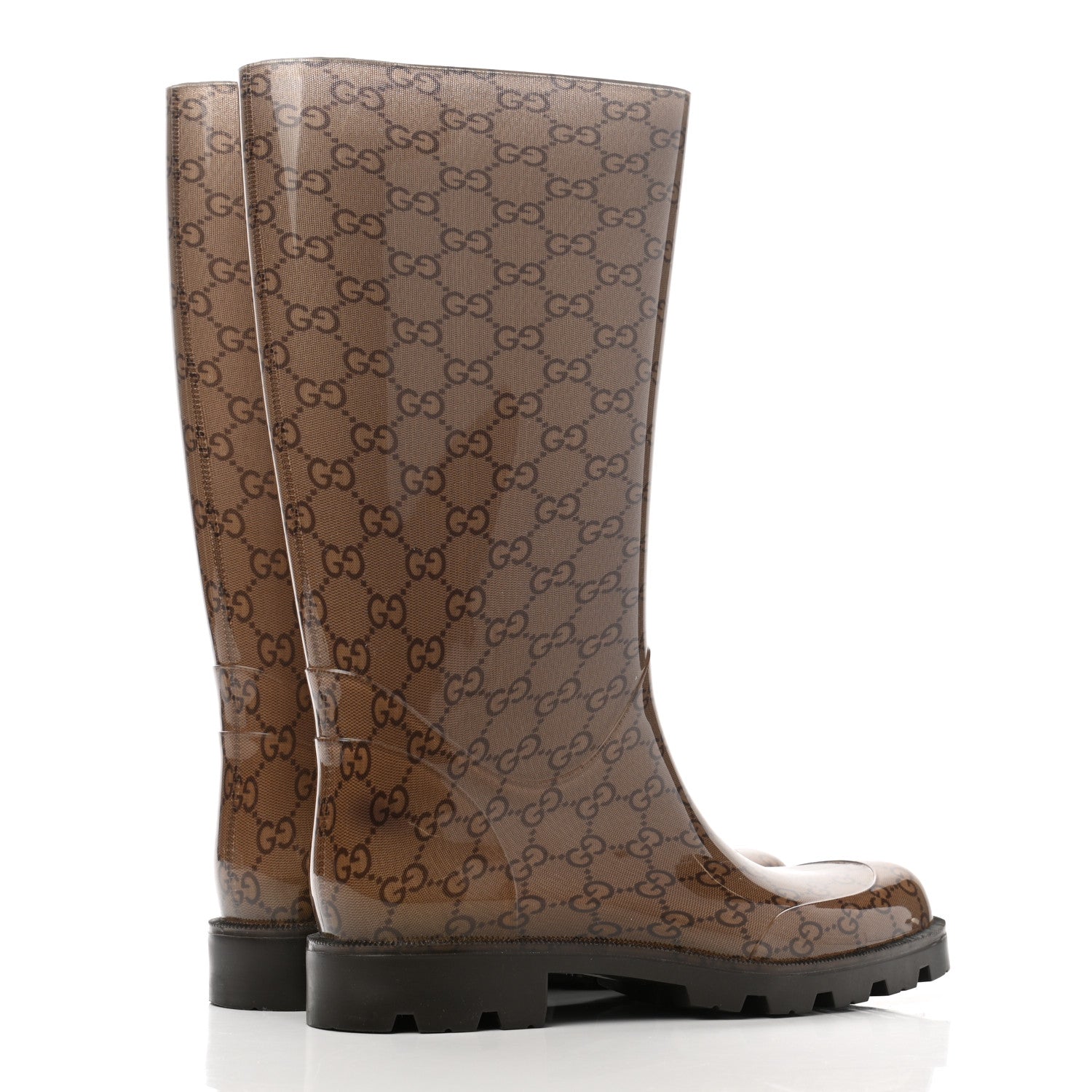Gucci Rubber Monogram Edinburg Rain Boots 39 Transparent Cocoa 4 of 8