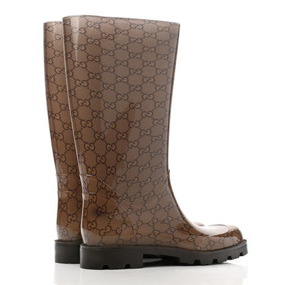 Gucci Rubber Monogram Edinburg Rain Boots 39 Transparent Cocoa 4 of 8
