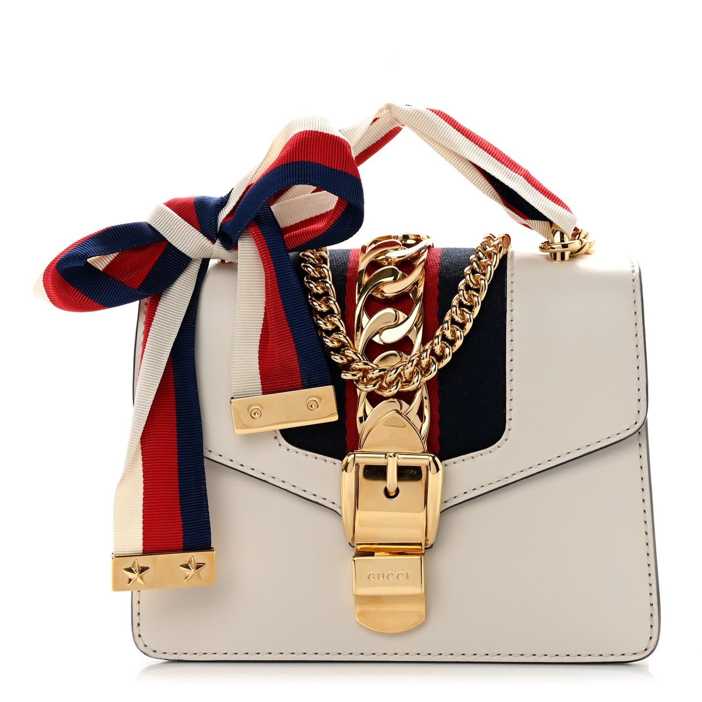 Calfskin Mini Sylvie Chain Shoulder Bag White