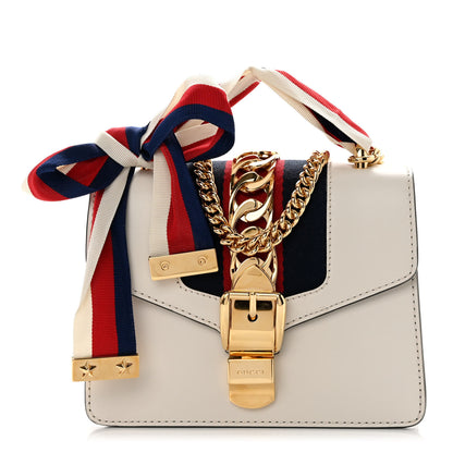 Gucci Calfskin Mini Sylvie Chain Shoulder Bag White 1 of 12