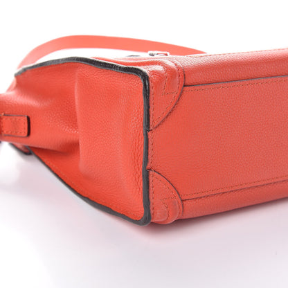 Celine Drummed Calfskin Nano Luggage Vermillion 15 of 16