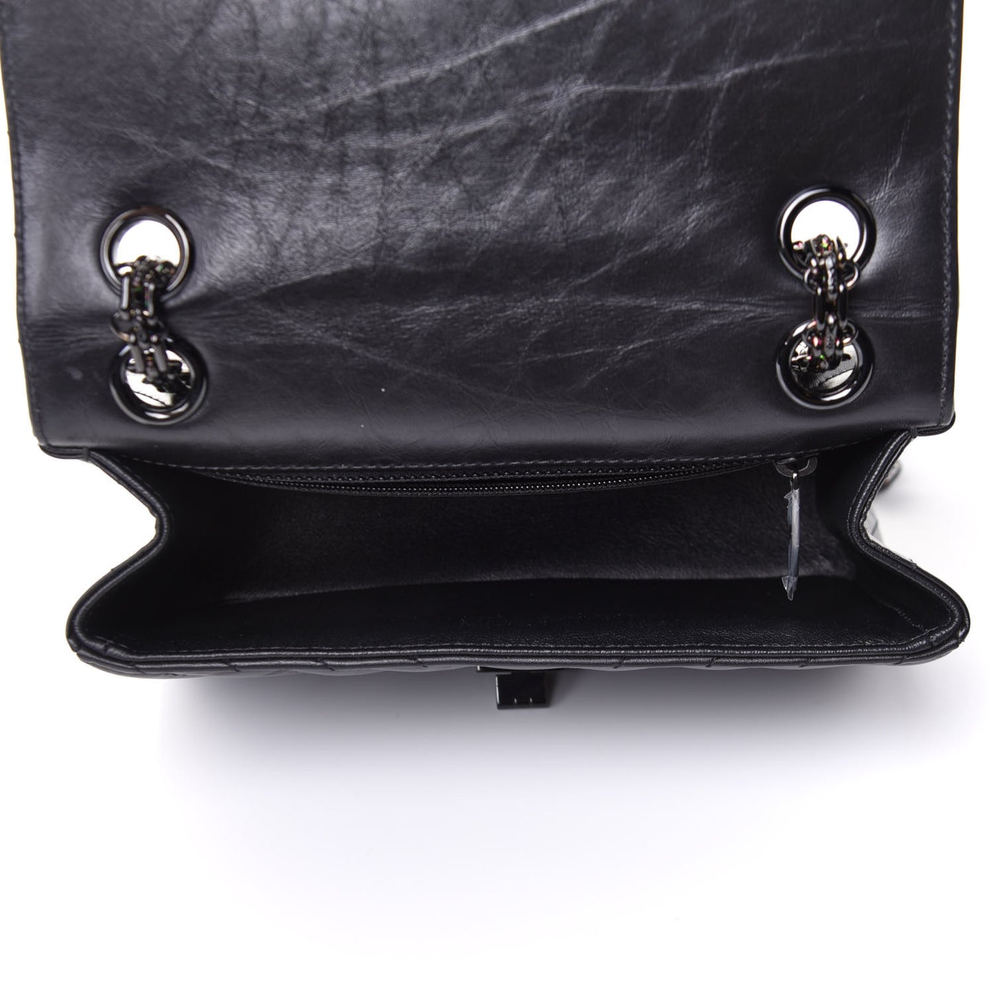 Aged Calfskin Chevron Quilted 2.55 Reissue Mini Flap So Black