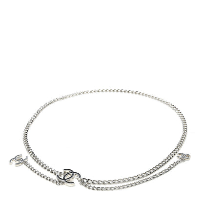 Chanel Enamel CC Chain Logo Belt Silver Black 1 of 4