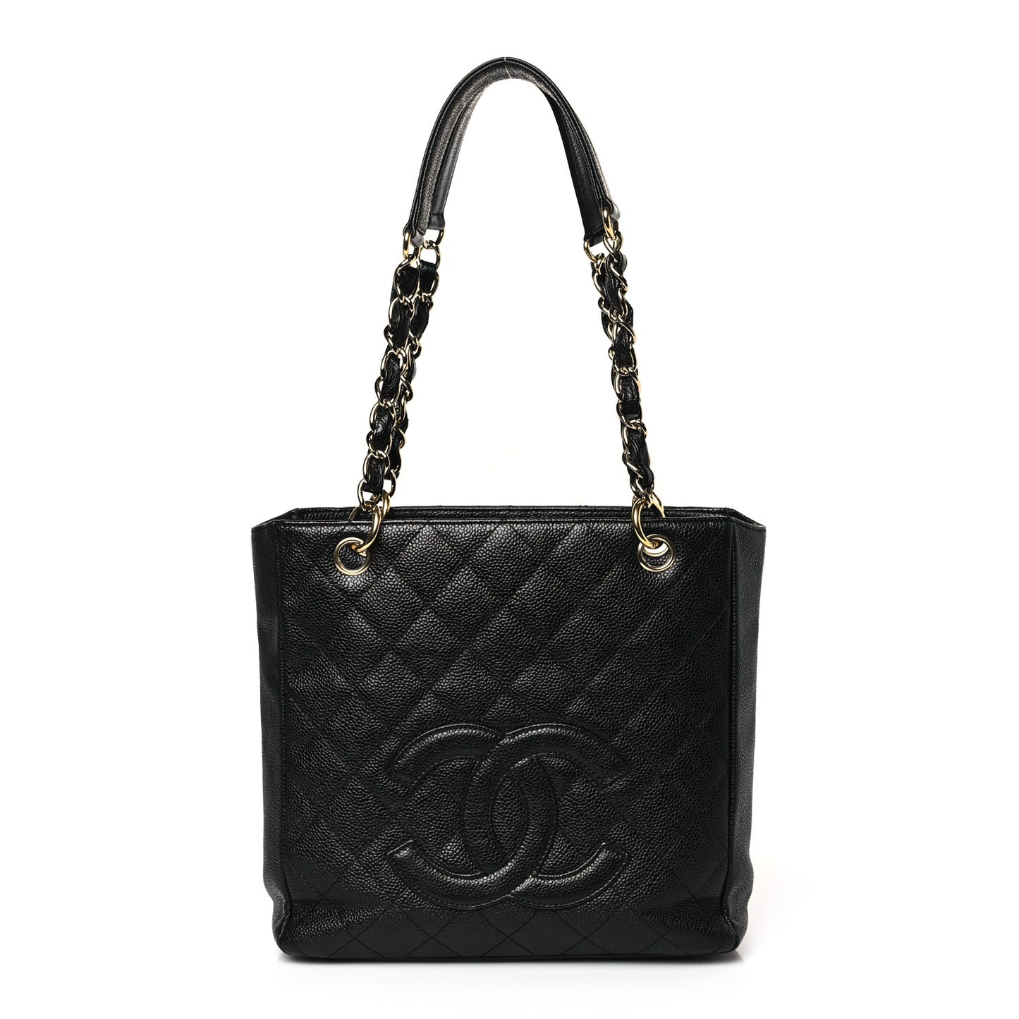 Caviar Quilted Petit Shopping Tote PST Black