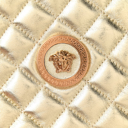 Versace Metallic Nappa Quilted La Medusa Round Camera Bag Gold 9 of 11