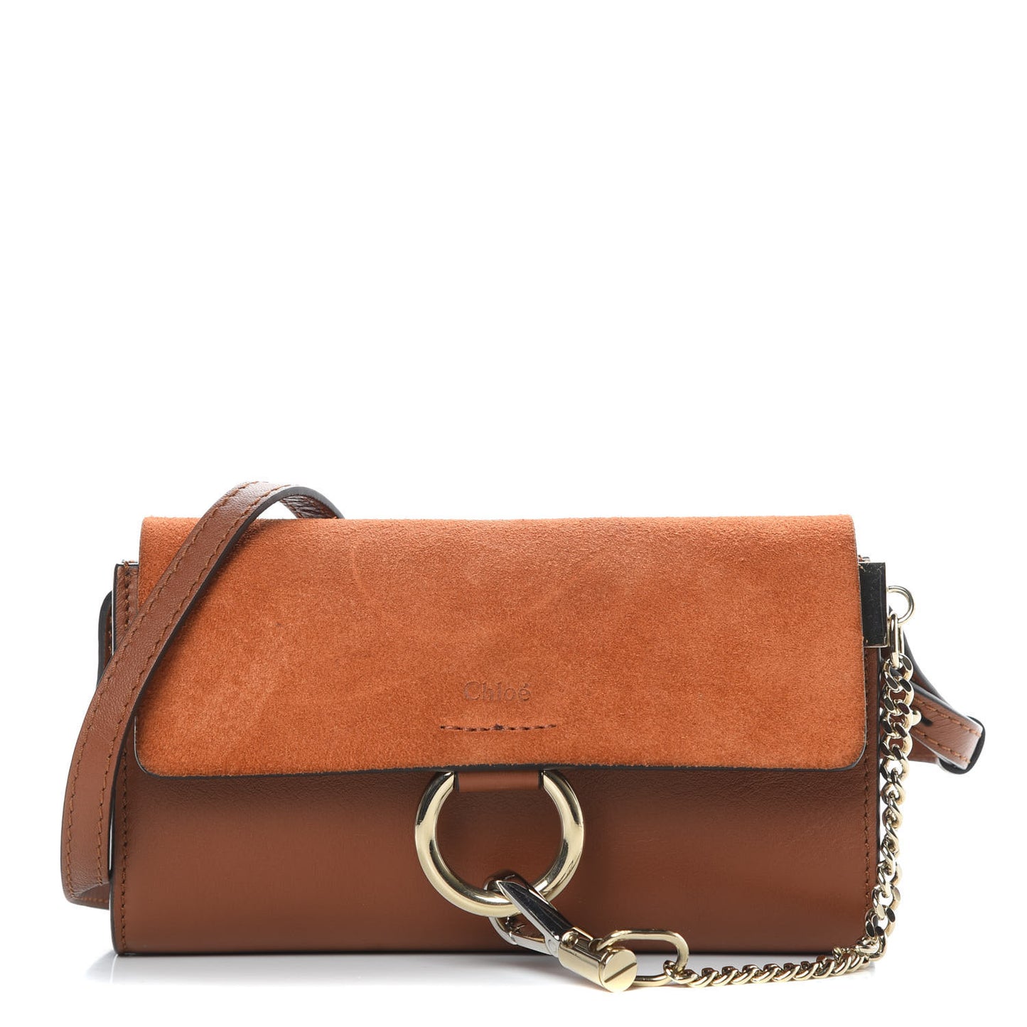 Suede Calfskin Mini Faye Shoulder Bag Tobacco