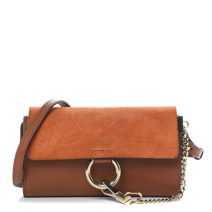 Chloe Suede Calfskin Mini Faye Shoulder Bag Tobacco 1 of 12