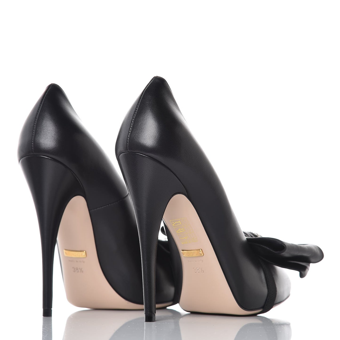 Nappa Removable Bow Elaisa Platform High Heel Pumps 38.5 Black