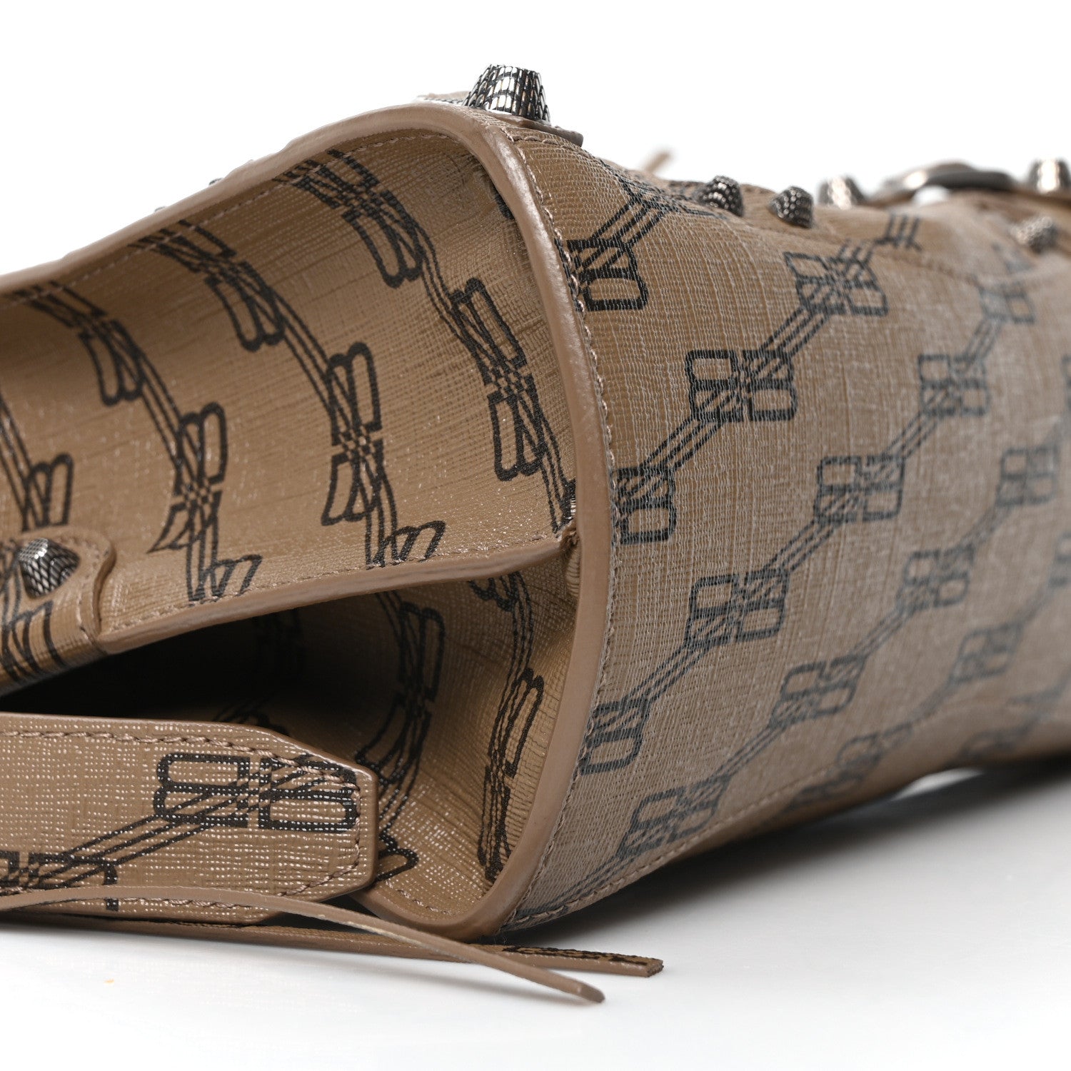 Balenciaga Coated Canvas BB Monogram Neo Cagole Handbag XS Beige