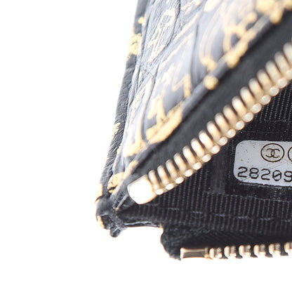 Chanel Calfskin Crocodile Embossed Graffiti 2.55 Cocodile Reissue Zip Pouch Black Gold 7 of 7