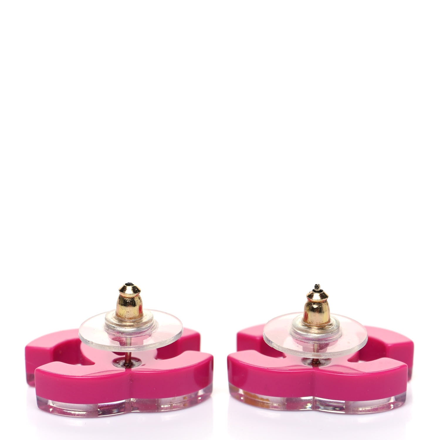 Chanel Glitter Resin CC Earrings Silver Pink 3 of 4