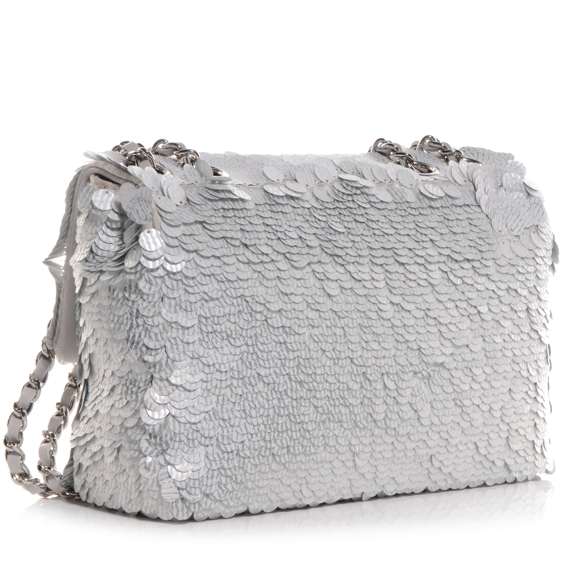 Chanel Sequin Paillette Small Flap Silver 3 of 8
