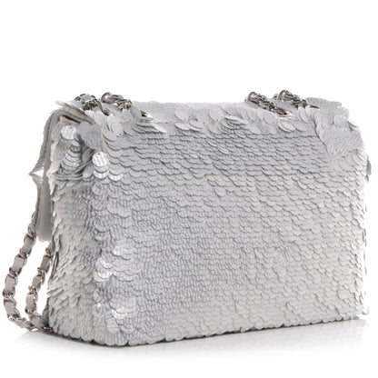 Chanel Sequin Paillette Small Flap Silver 3 of 8