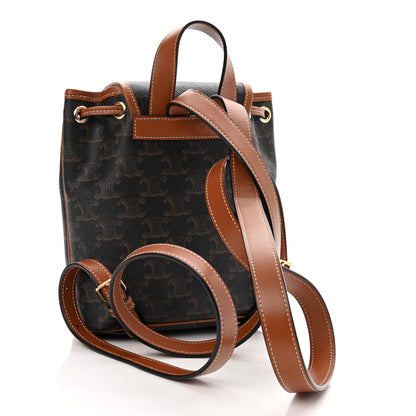 Celine Triomphe Canvas Calfskin Mini Folco Backpack Tan 3 of 9
