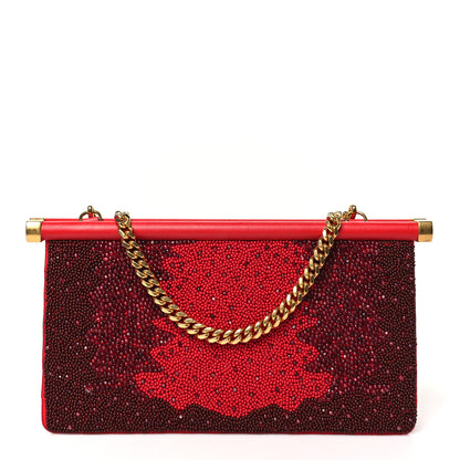 Valentino Garavani Nappa Crystal Embellished Clutch With Chain Red 1 of 9