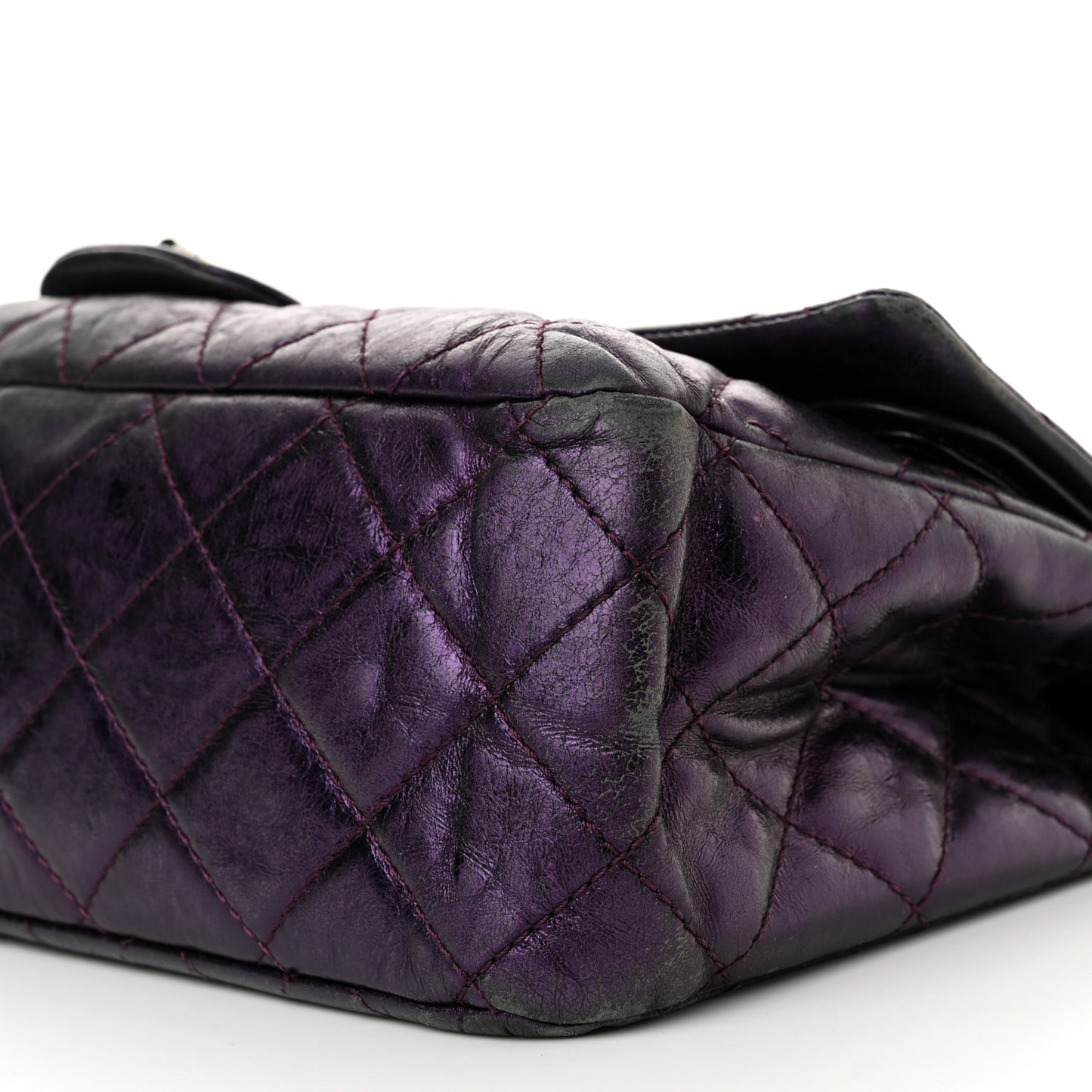 Metallic Aged Calfskin Quilted 2.55 Reissue 227 Flap Purple