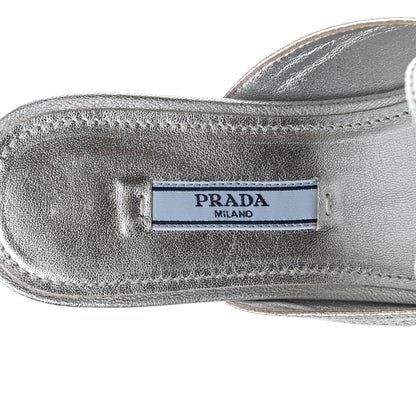 Prada Madras Lux 10mm Mules 37.5 Argento 7 of 8
