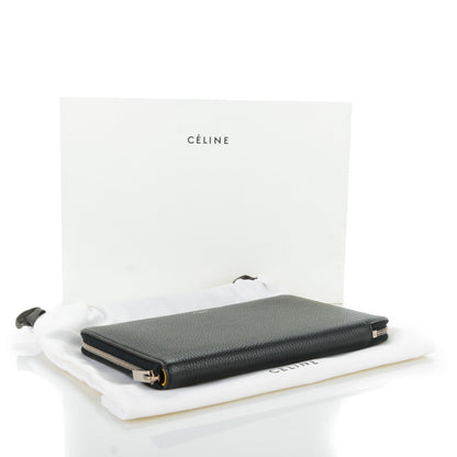 Celine Drummed Calfskin Premium Zip Around Wallet Black 4 of 8