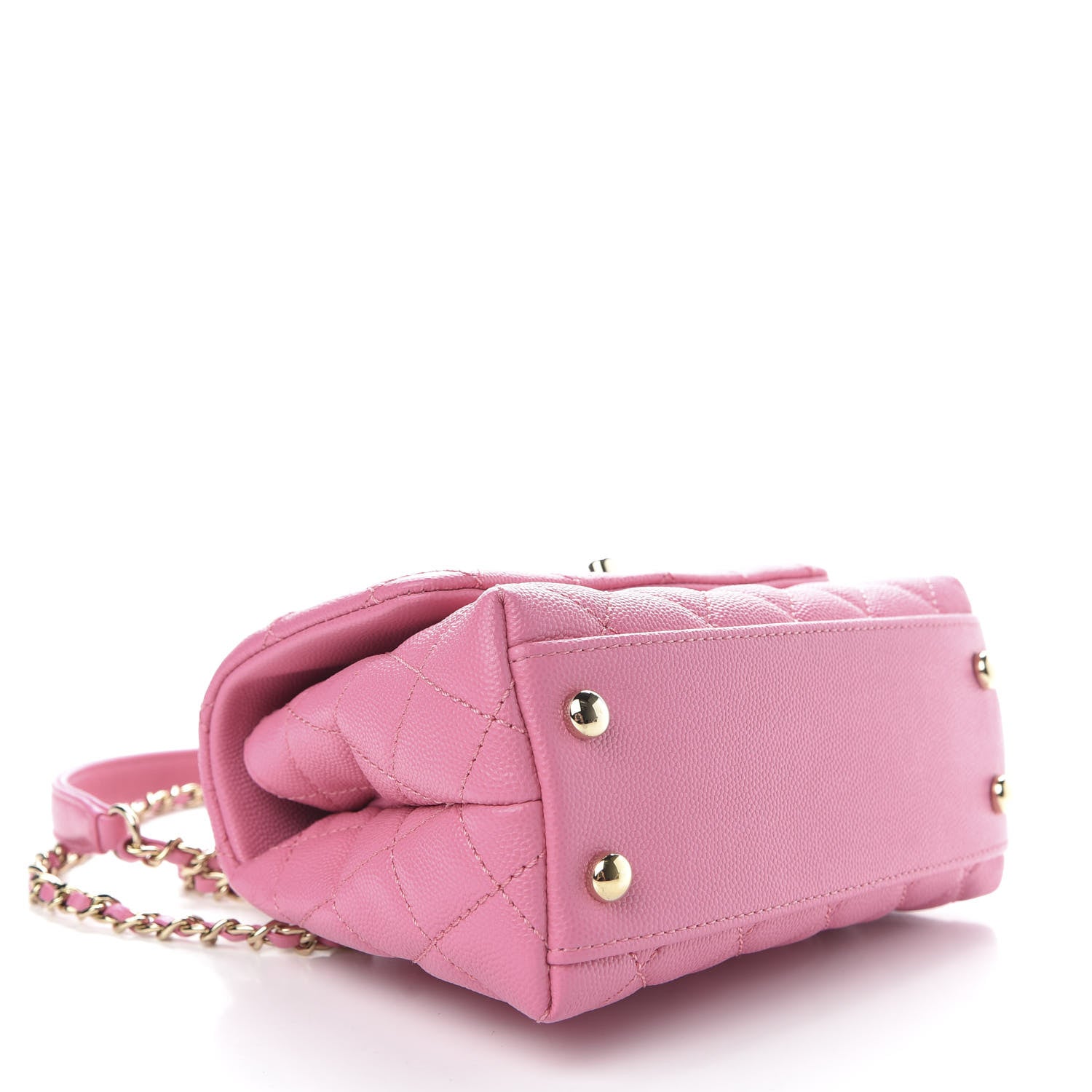 Chanel Caviar Quilted Lizard Embossed Extra Mini Coco Handle Flap Pink 4 of 11