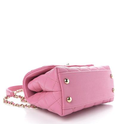 Chanel Caviar Quilted Lizard Embossed Extra Mini Coco Handle Flap Pink 4 of 11