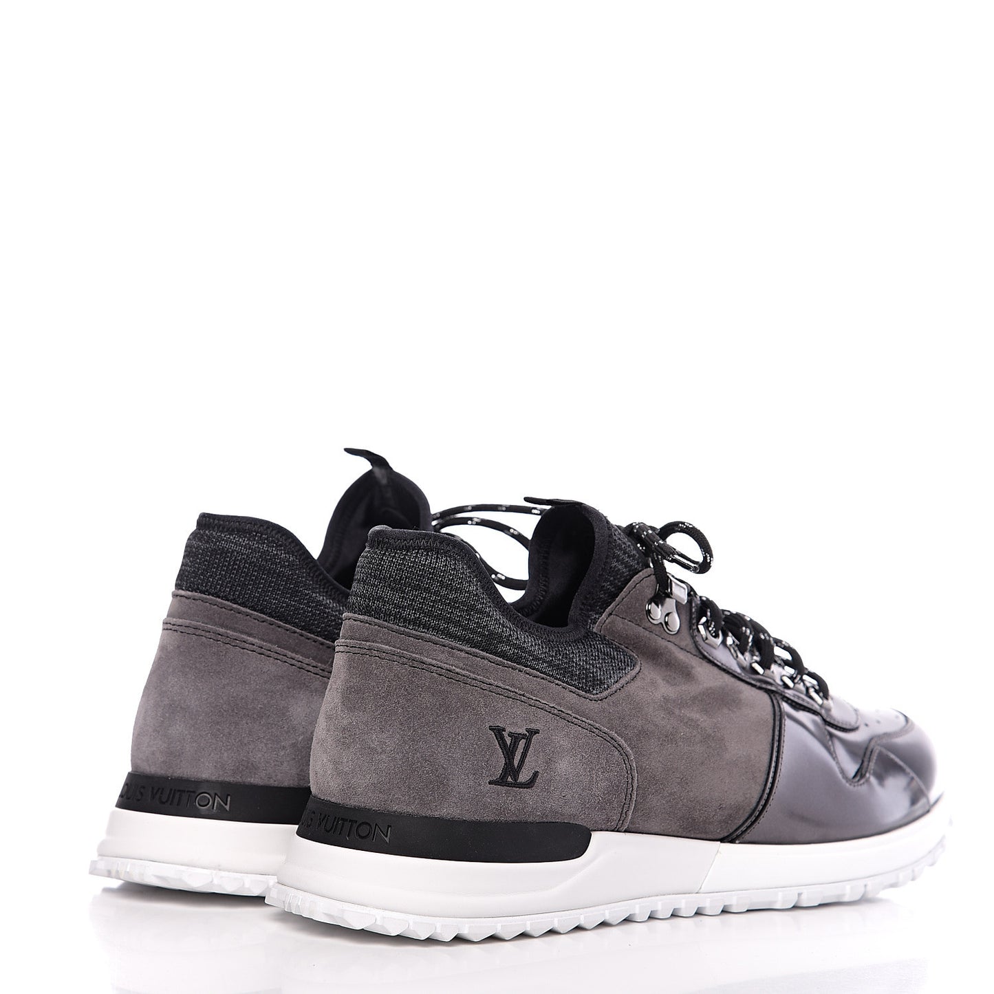 Metallic Patent Suede Run Away Sneakers 9 Grey