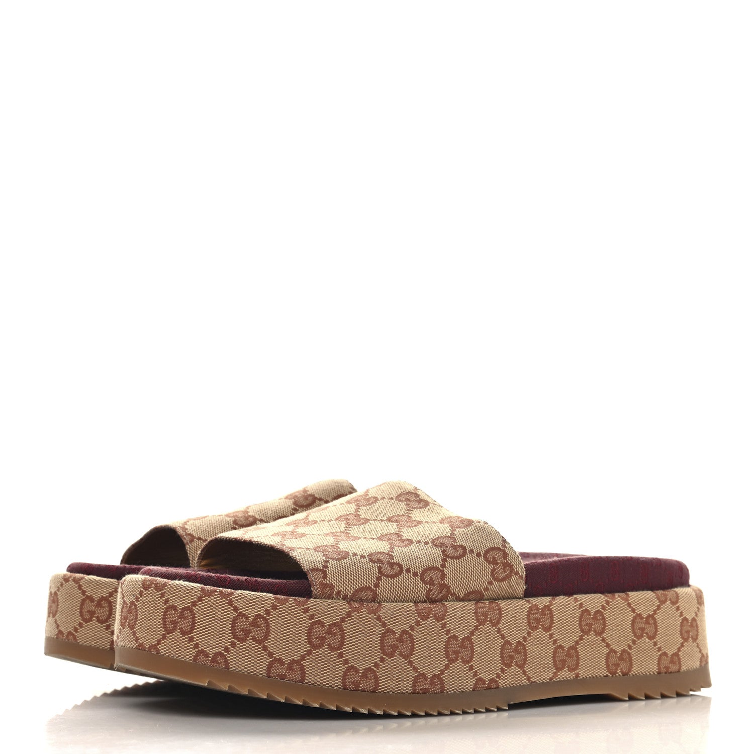 Gucci Canvas GG Monogram Angelina Platform Slide Sandals 40 Beige Ruggine 4 of 9
