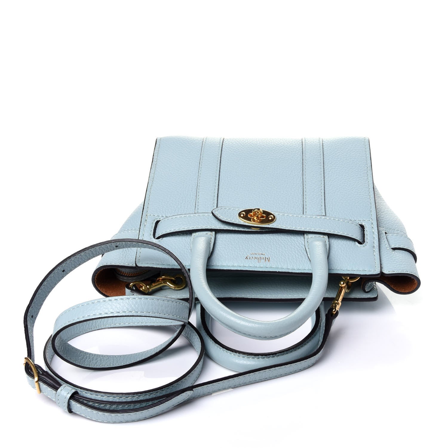 Mulberry Small Classic Grain Micro Zipped Bayswater Light Antique Blue 9 of 10