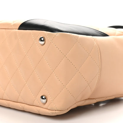 Chanel Calfskin Quilted Large Cambon Bowler Beige Black 10 of 10