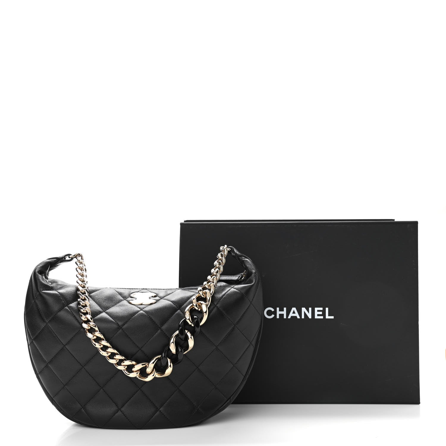Chanel Lambskin Resin Elegant Maxi Hobo Black 11 of 11