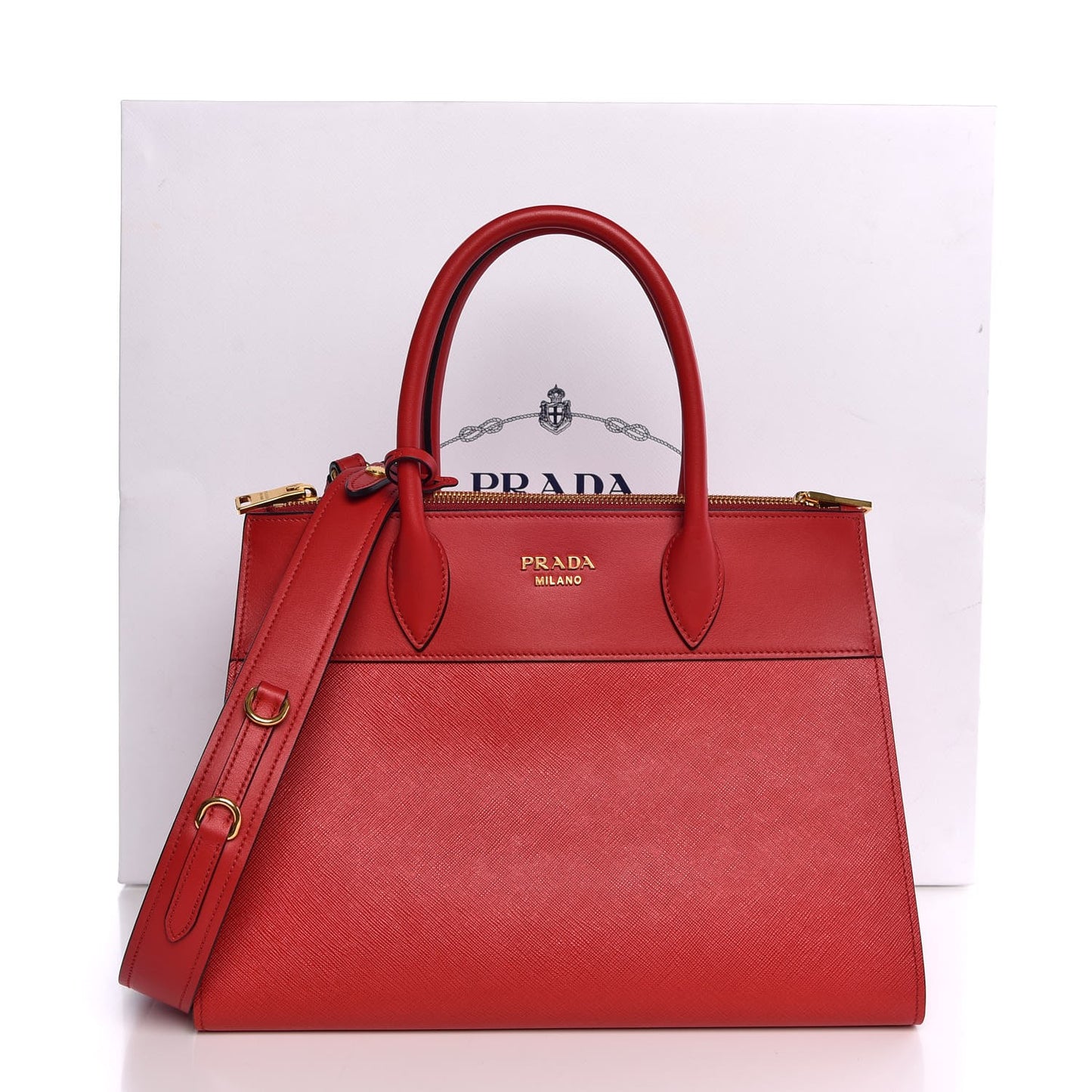Saffiano City Calf Medium Esplanade Tote Rosso